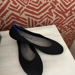 Rothy's Black Flats with Blue Accent